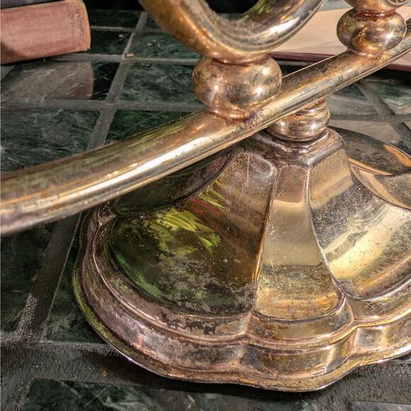 Vintage Five Light Silver Plate Menorah Candelabra, Yahrzeit, Sabbath, Kabbalah - Picture 7 of 8